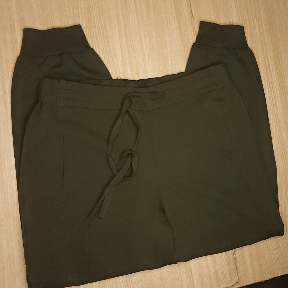 Prologue Womens Green  Elastic Waist Silky Joggers Medium